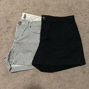 2 Pairs Old Navy Chino Shorts // Size 0 // Railroad Stripe & Black